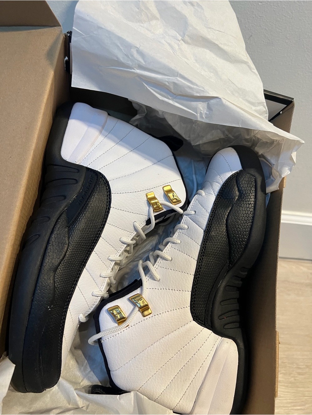 Men's White and Black Basketball Sneakers with Gold Accents